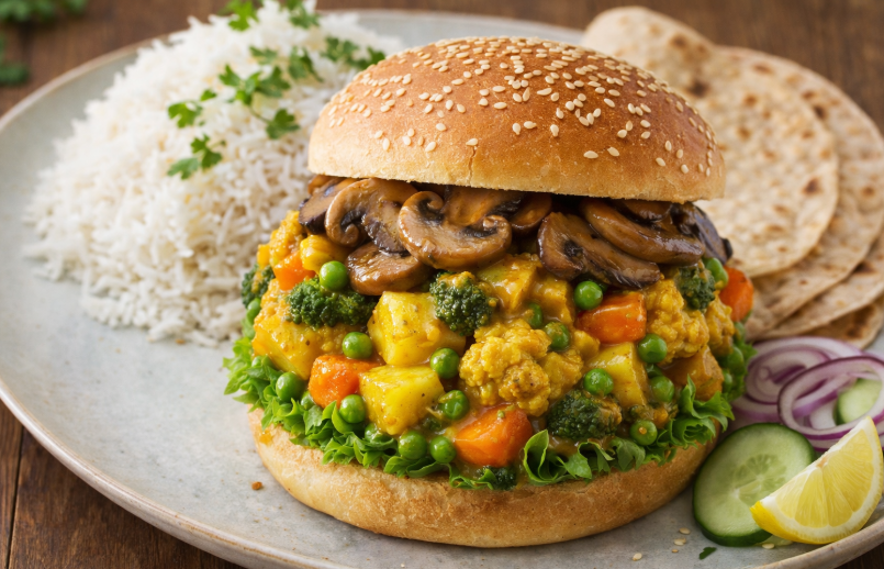 MUSHROOM LOADED VEGAN BURGER